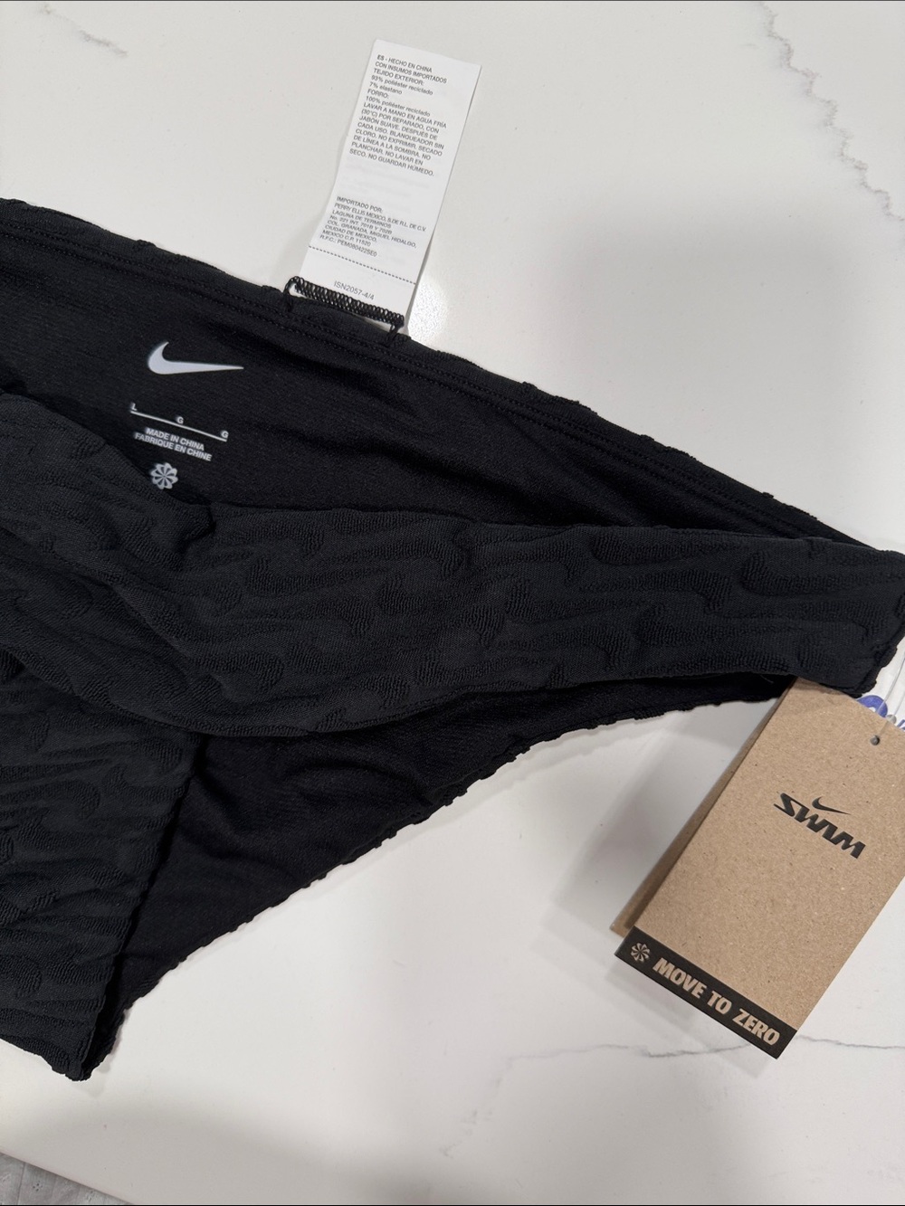 Nike Black Textured Swim Bikini Bottoms